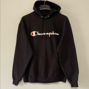 Champion Black Sweater Iconic Logo Cotton Blend Size L
